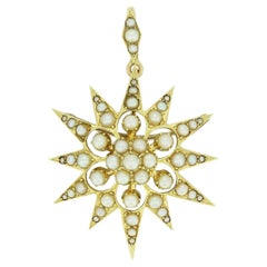 Viktorianische Perlen-Stern-Anhänger-Brosche
