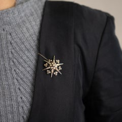 Victorian Pearl Starburst Brooch Circa 1890