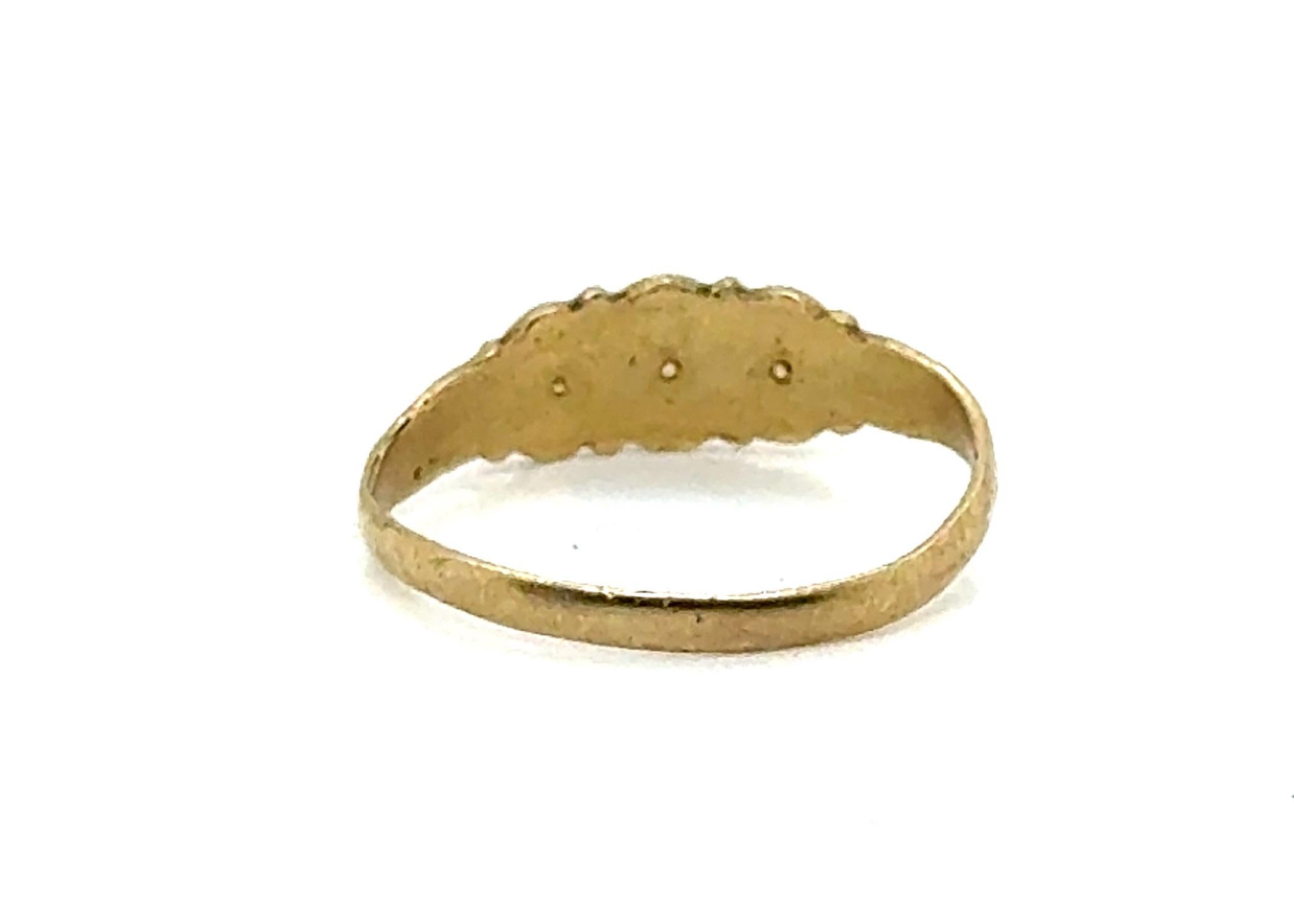 Anello vittoriano con perla e turchese per bambini, originale del 1880, in oro giallo, di Ostby & Barton C. In condizioni ottime in vendita a Dearborn, MI