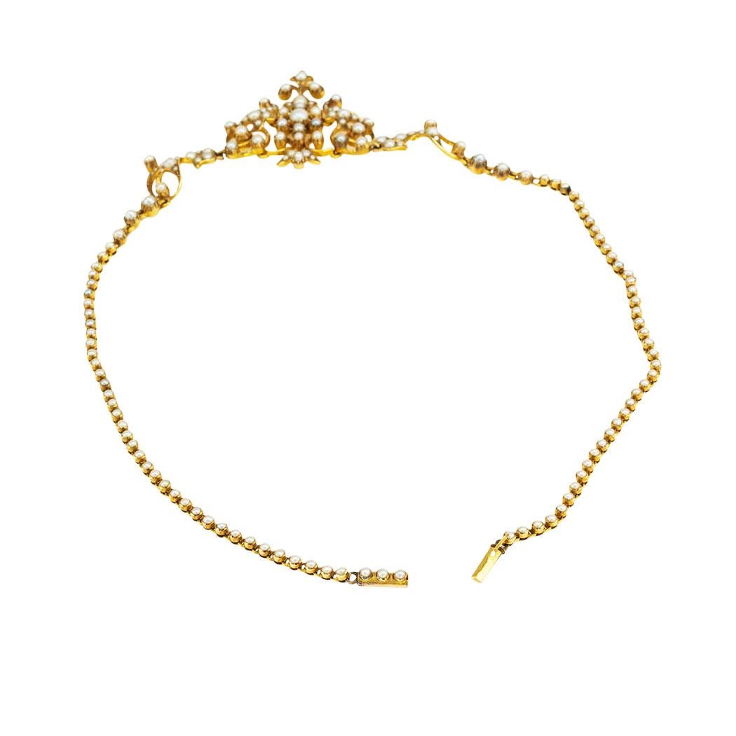 Victorian Pearl Yellow Gold Necklace In Good Condition In Los Angeles, CA