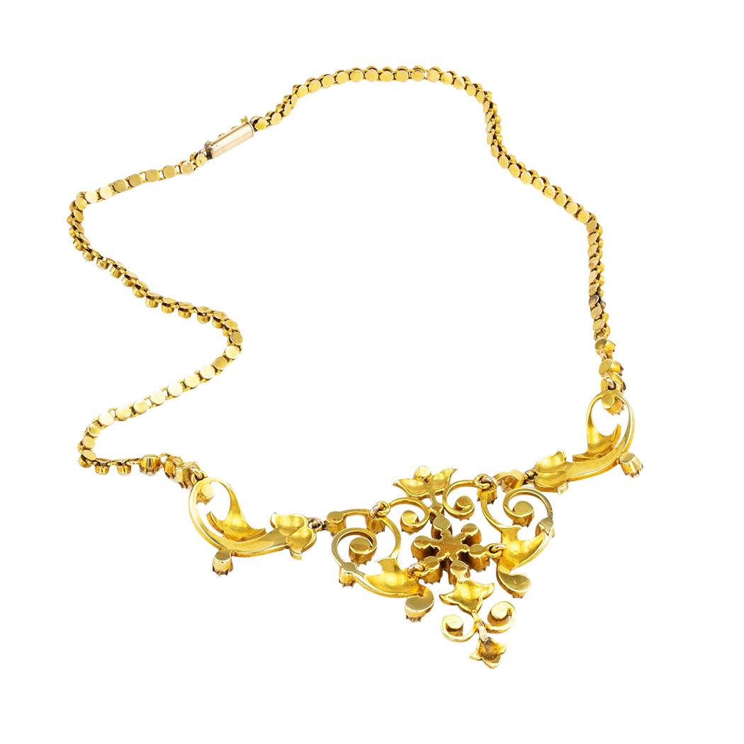Women's Victorian Pearl Yellow Gold Necklace
