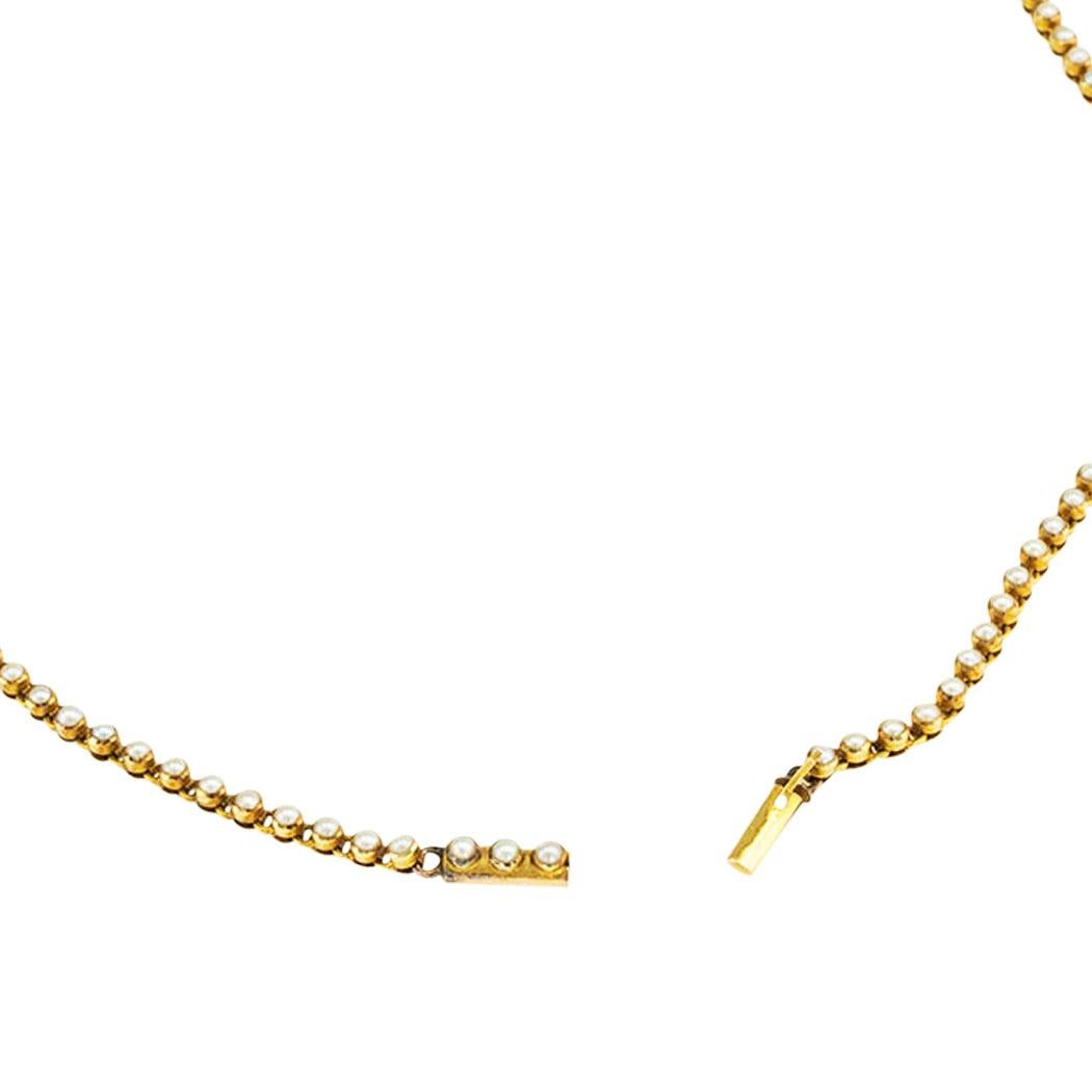 Victorian Pearl Yellow Gold Necklace 1