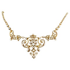Victorian Pearl Yellow Gold Necklace