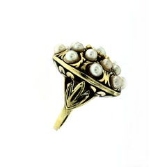 Victorian Pearls Enamel Gold Ring