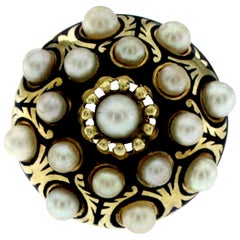 Victorian Pearls Enamel Gold Ring