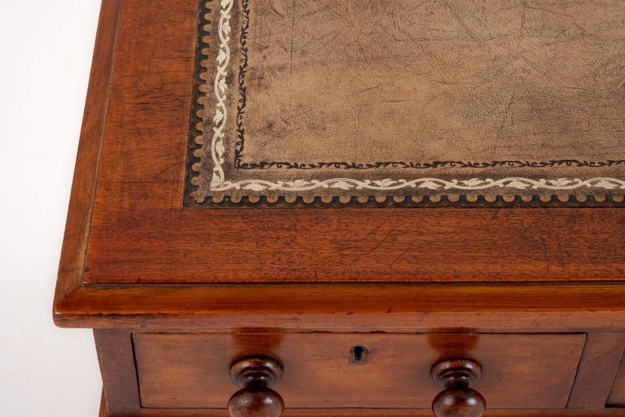 Victorian Pedestal Desk Antique Mahogany Furniture 1