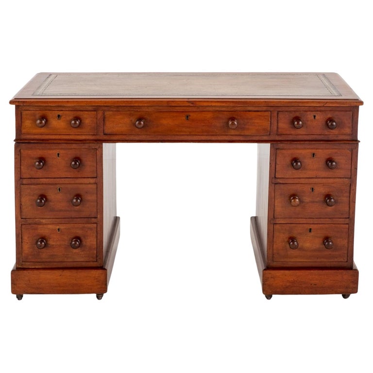 Victorian Pedestal Desk Antique Mahogany Furniture For Sale at 1stDibs