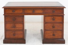 Victorian Pedestal Desk Antique Mahogany Writing Table, 1850