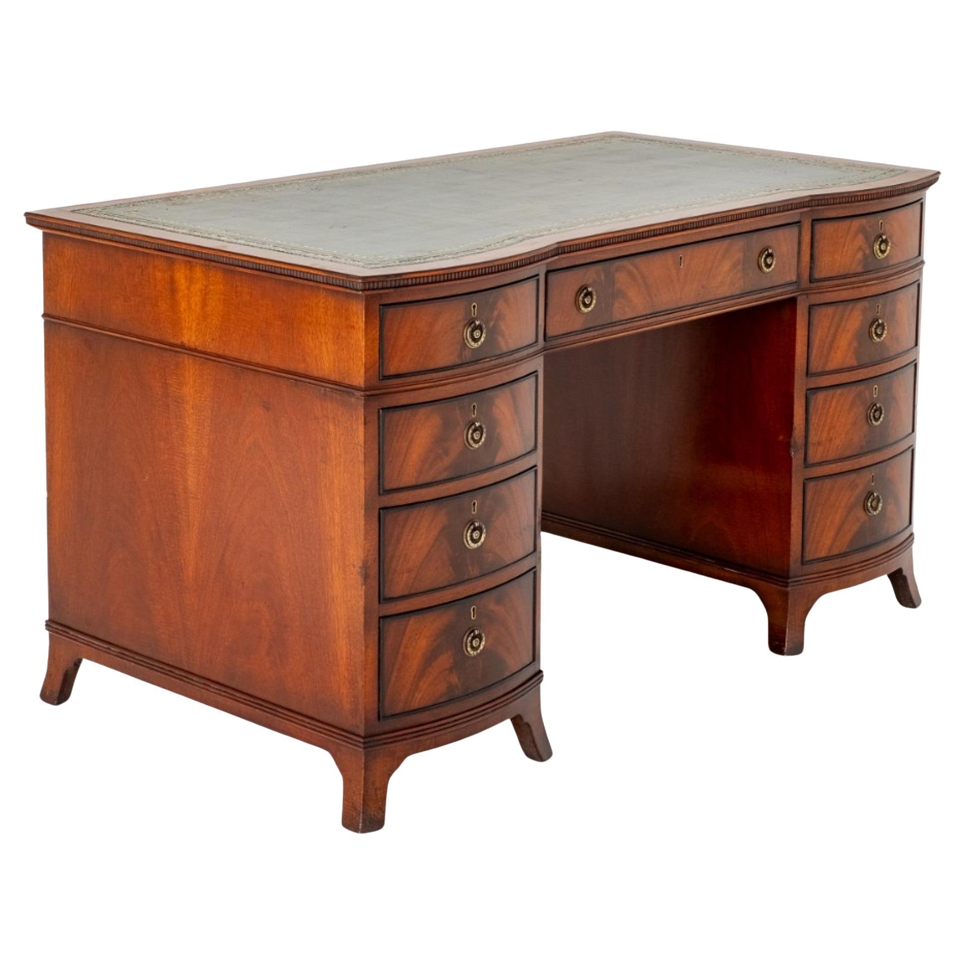 Victorian Pedestal Desk Mahogany 1900 Writing Table For Sale