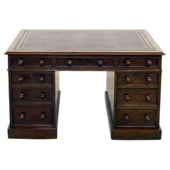 Escritorio Victoriano de Pedestal de Caoba Antiguo 1880
