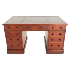 Antique Victorian Pedestal Desk Mahogany Writing Table 1860