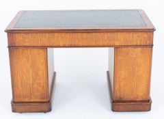 Victorian Pedestal Desk Oak 1860 Period Antique