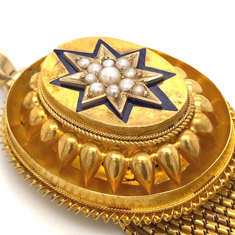 Victorian Pendant 18 Karat Yellow Gold Enamel Pearl circa 1860 For Sale ...