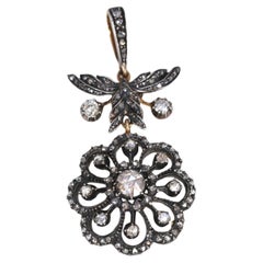 Victorian Pendant Rose-Cut Diamonds Flower Boxed, 1890