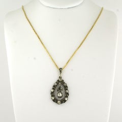 Colgante victoriano con diamantes de talla rosa de hasta 0,25 ct y collar de oro de 14k