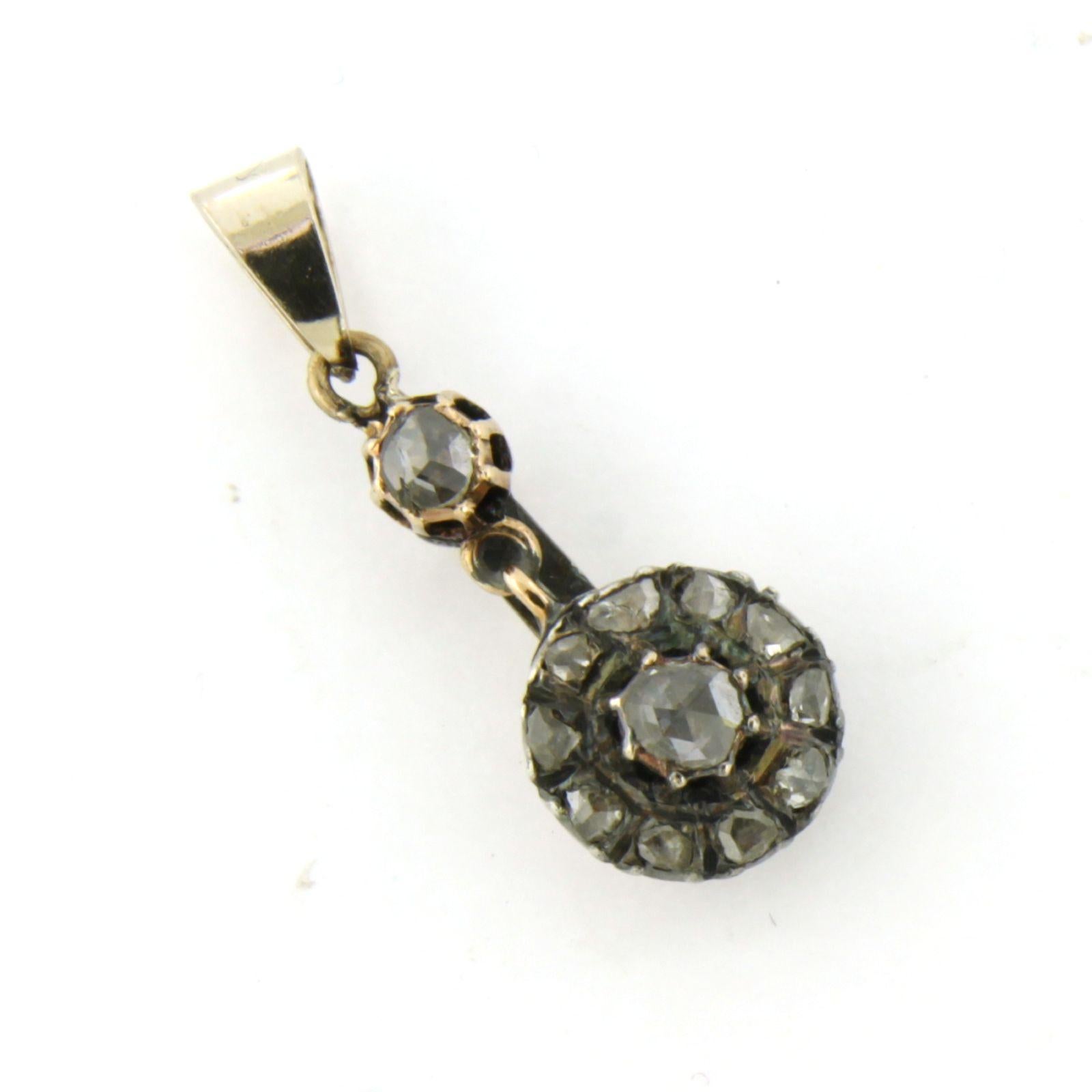 Viktorianischer Anhänger mit Diamanten im Rosenschliff bis zu 0,30ct 14k Gelbgold und Silber im Zustand „Hervorragend“ im Angebot in The Hague, ZH