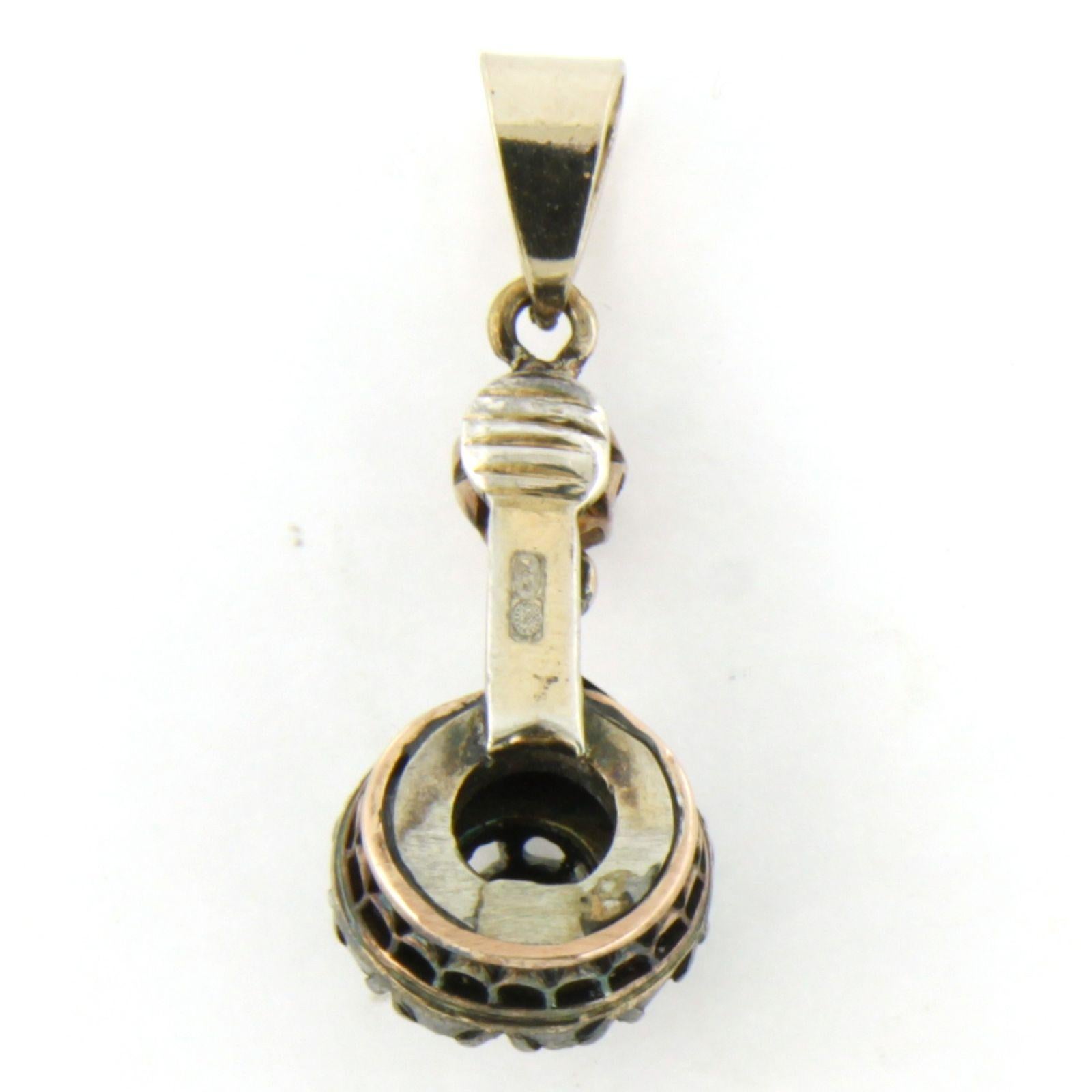 Viktorianischer Anhänger mit Diamanten im Rosenschliff bis zu 0,30ct 14k Gelbgold und Silber im Angebot 2
