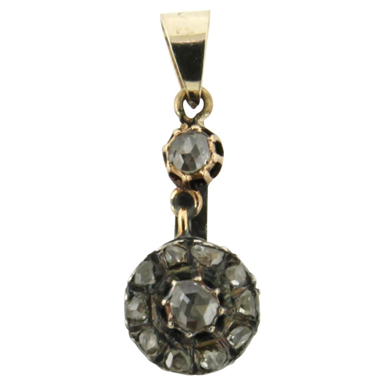Viktorianischer Anhänger mit Diamanten im Rosenschliff bis zu 0,30ct 14k Gelbgold und Silber