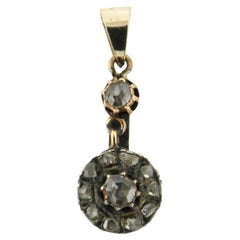 Pendente vittoriano con diamanti taglio rosa fino a 0,30ct in oro giallo 14k e argento