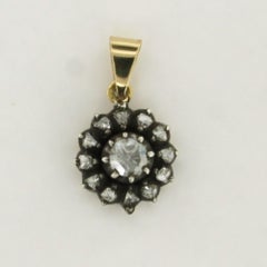 Pendentif victorien avec diamants taillés en rose jusqu'à 0,35ct 14k or et argent