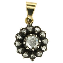 Ciondolo vittoriano con diamanti taglio rosa fino a 0,35 carati in oro e argento 14 ct.