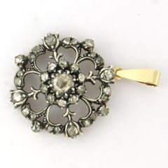 Victorian Pendant with rose cut diamonds up to 0.50ct 14k gold and silver
