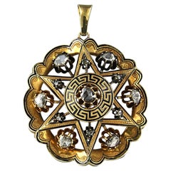 Victorian Pendant with rose cut diamonds up to 0.50ct 18k yellow gold 12.0 grams
