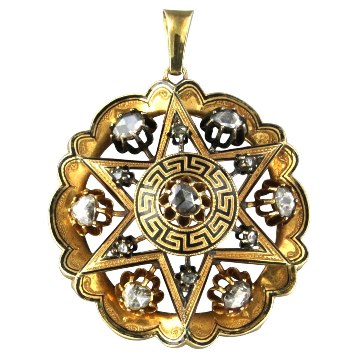 Colgante victoriano con diamantes talla rosa de hasta 0,50 ct Oro amarillo de 18k 12,0 gramos