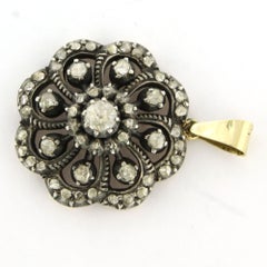 Victorian Pendant with rose cut diamonds up to 0.60ct 14k gold and silver