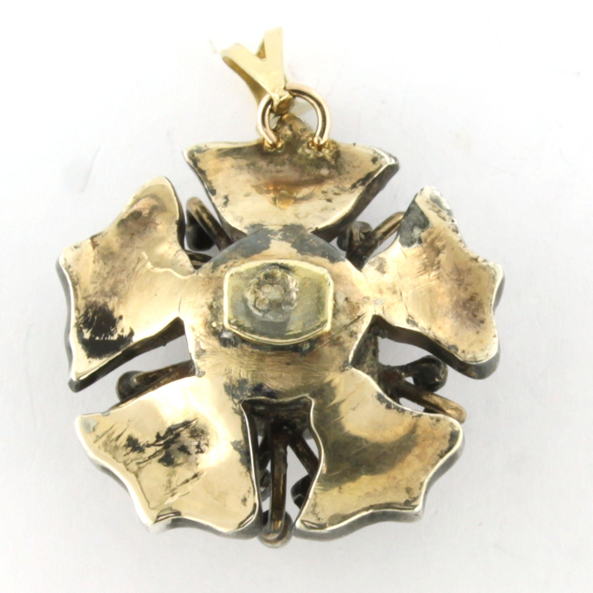 Viktorianischer Anhänger mit Diamanten im Rosenschliff bis zu 1,50ct 14k Gold und Silber (Frühviktorianisch) im Angebot