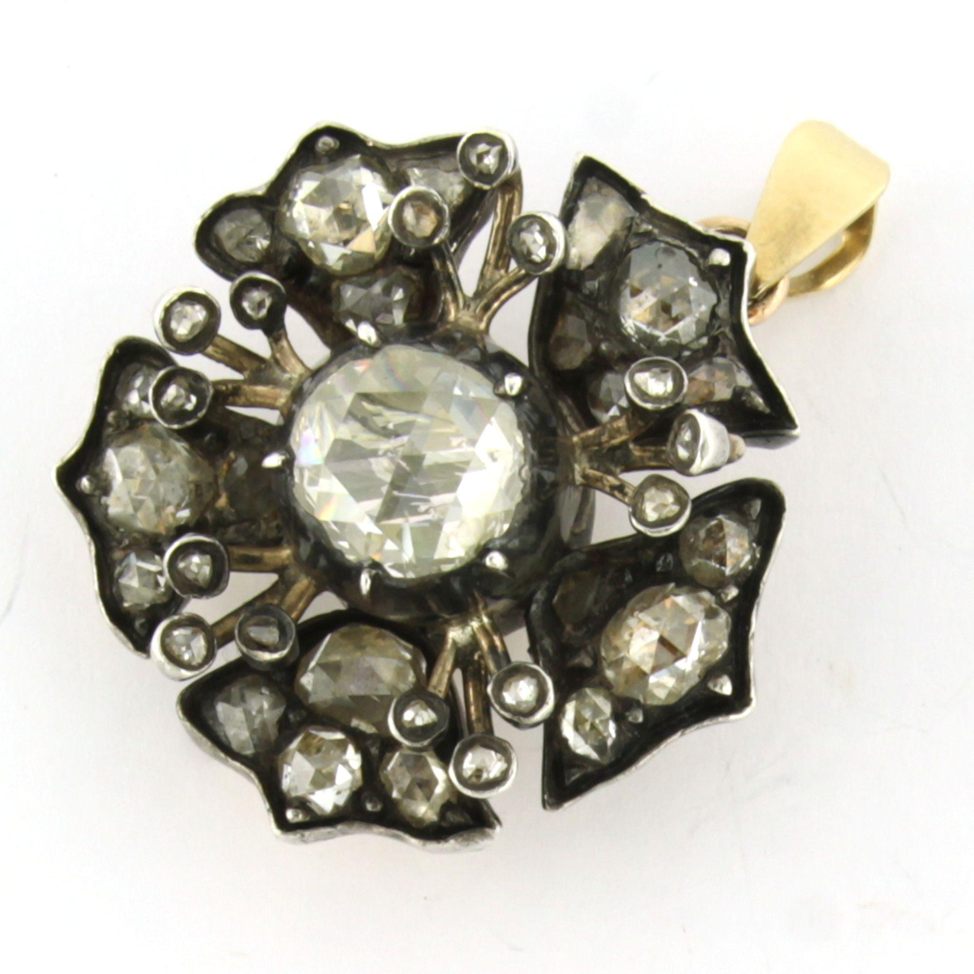 Viktorianischer Anhänger mit Diamanten im Rosenschliff bis zu 1,50ct 14k Gold und Silber Damen im Angebot