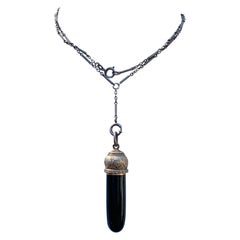 Victorian Perfume Bottle Vinaigrette Necklace F&B Sterling Silver