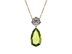 Victorian peridot and diamond pendant, circa 1890
