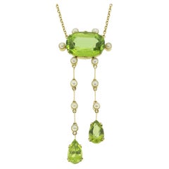 Victorian Peridot and Pearl Negligee Necklace