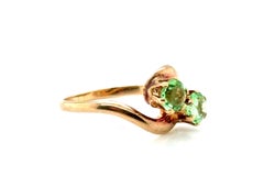 Victorian Peridot Bypass Cocktail Ring 2 Stone .75ct Original 1870's 10K Yellow
