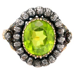 Anillo victoriano de oro de 14k con diamante peridoto