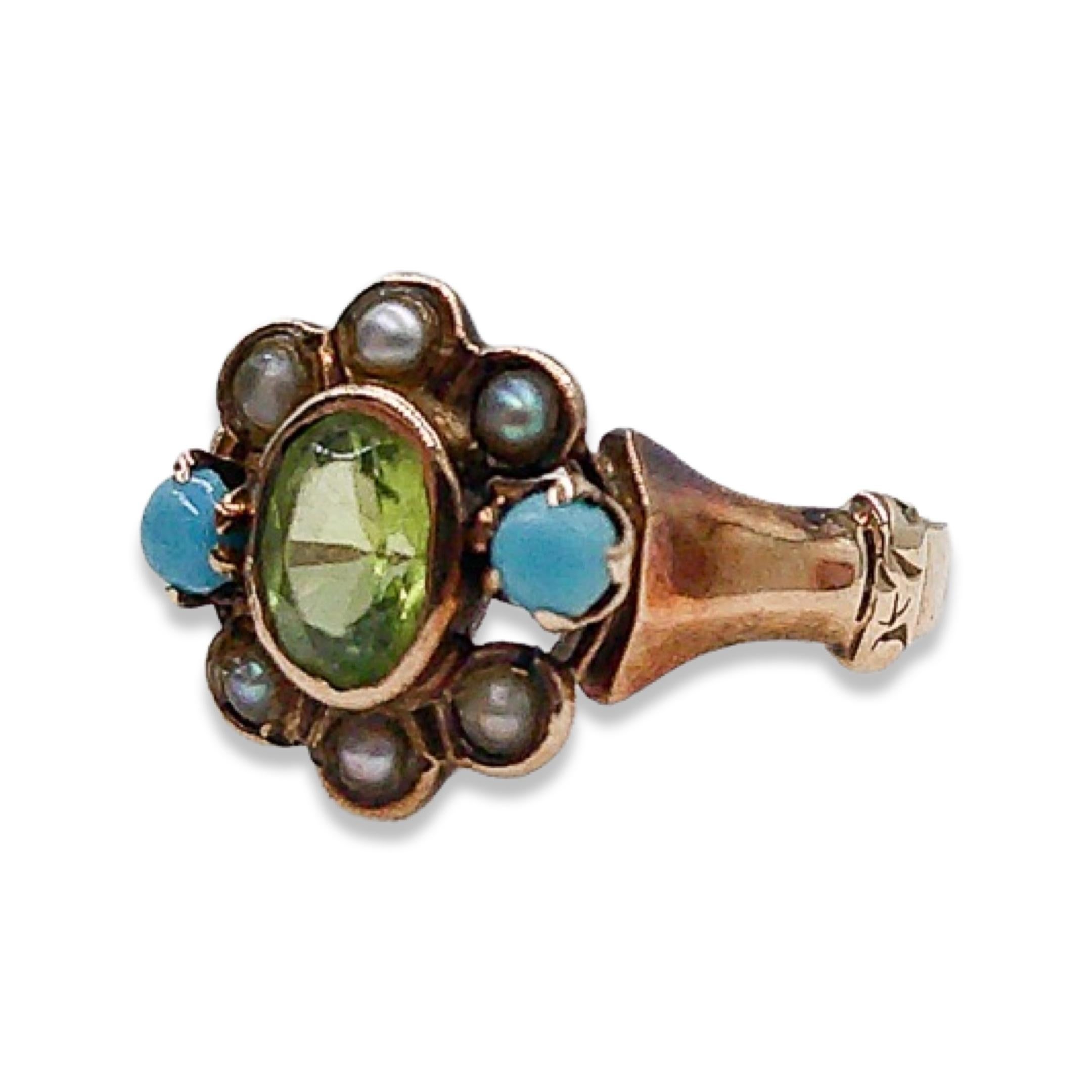 Women's Victorian Peridot Pearl Ring For Sale