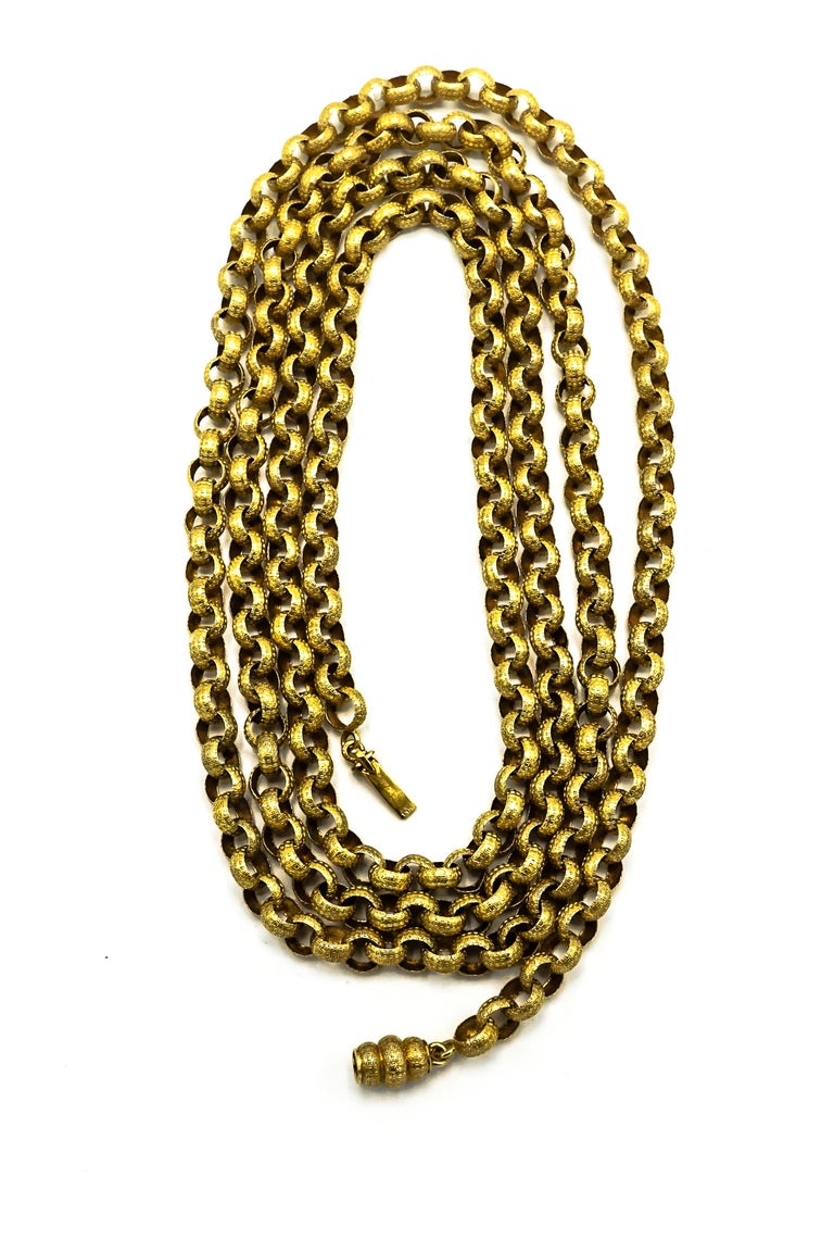 Victorian Period 15 Karat Gold Extended Chain or Necklace at 1stDibs 15 karat gold chain, 15