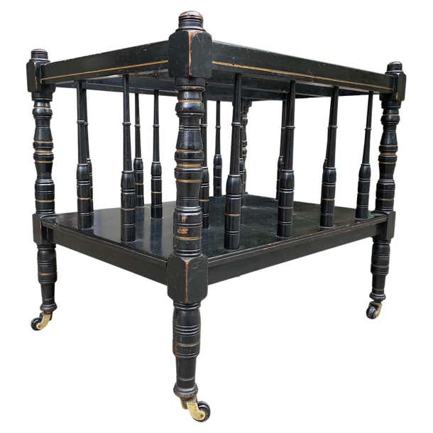 Victorian Rack 19th Century Victorian Period Black Painted Canterbury or Magazine Rack ...