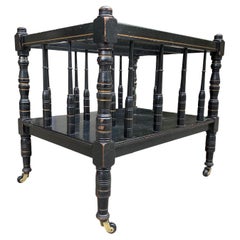 Used 19th Century Victorian Period Black Painted Canterbury or Magazine Rack