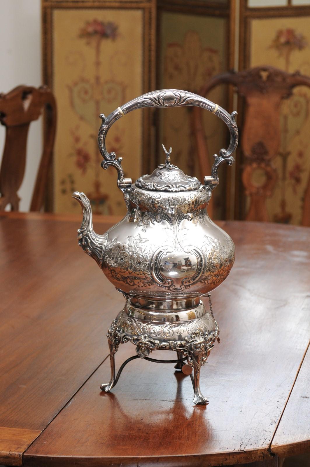 Victorian Period 19th Century Five-Piece Silver Tea and Coffee Set with Tray 1