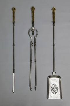 Victorian Period 19th Century Steel Fire Irons