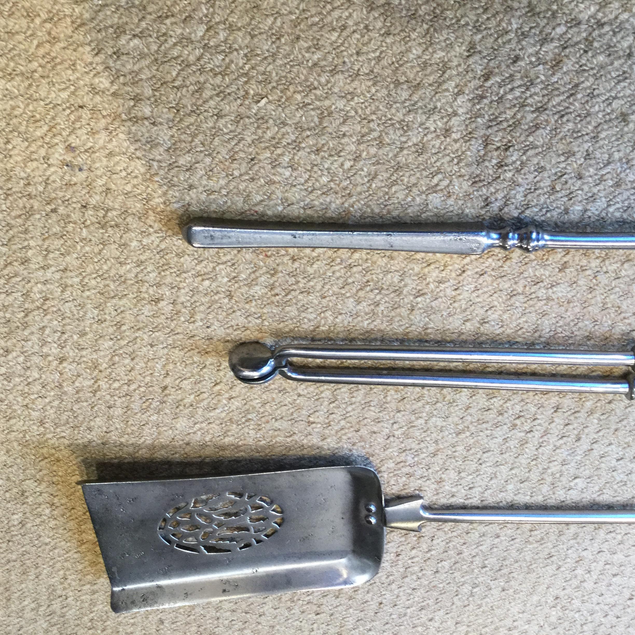 English Victorian Period 19th Century Steel Fire Irons For Sale