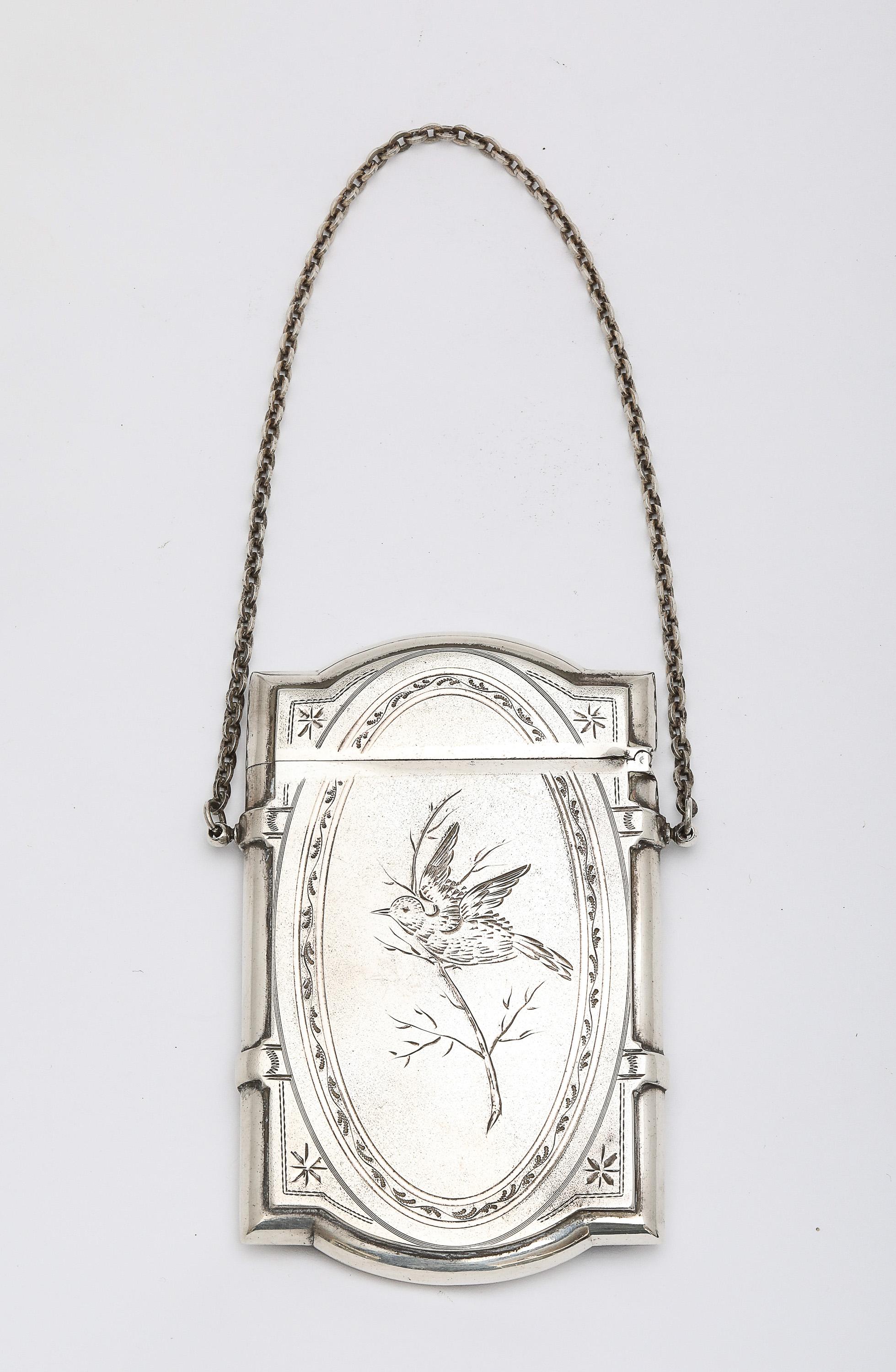 Argent sterling Période victorienne/Aesthetic Movement A Silver Silver Calling/Business Card Case en vente