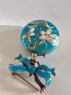 Victorian Period Blue Enamel Silver Fob / Brooch Watch
