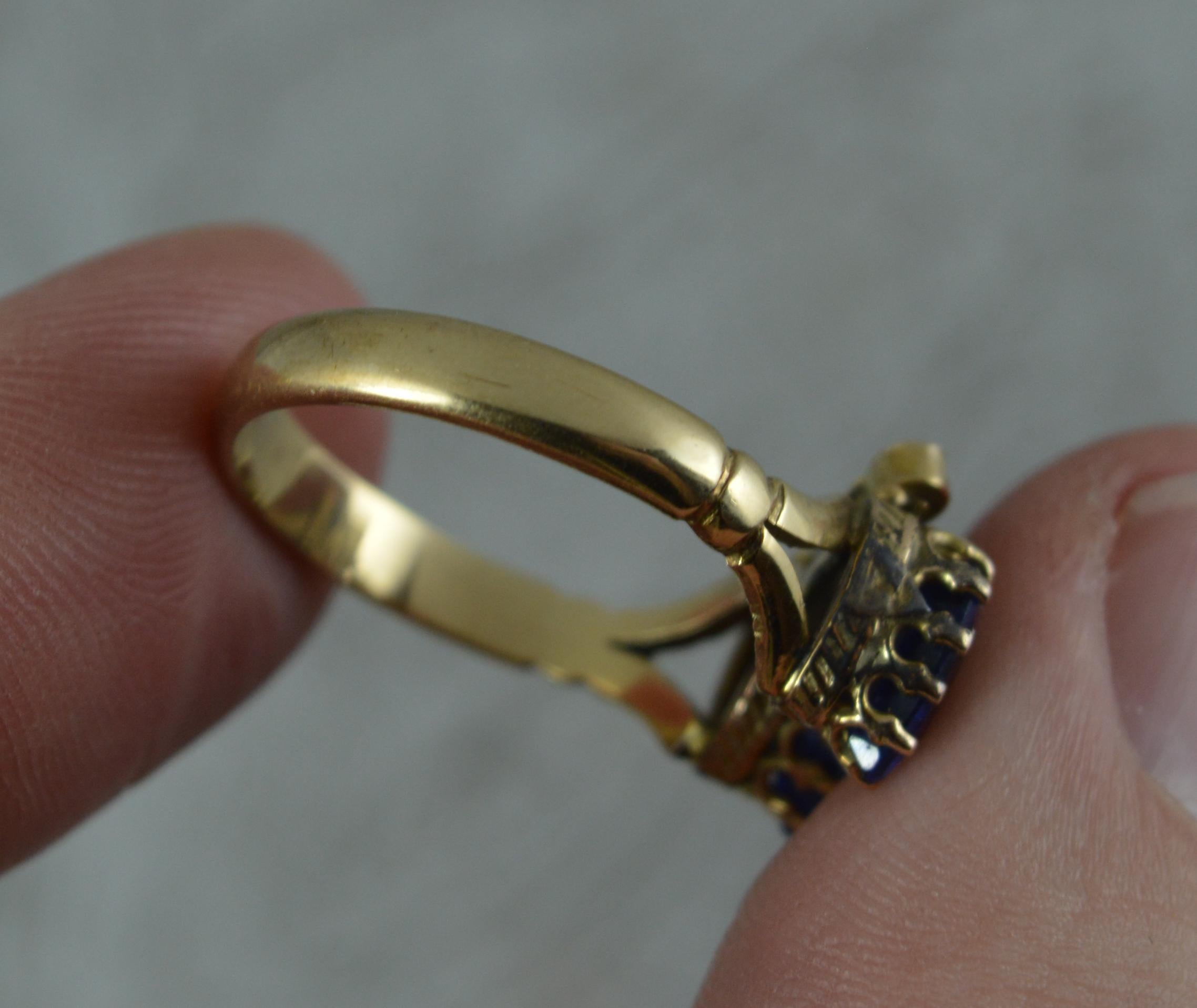 Victorian Period Blue Stone and 9 Carat Gold Two Hearts Toi et Moi Ring For Sale 3