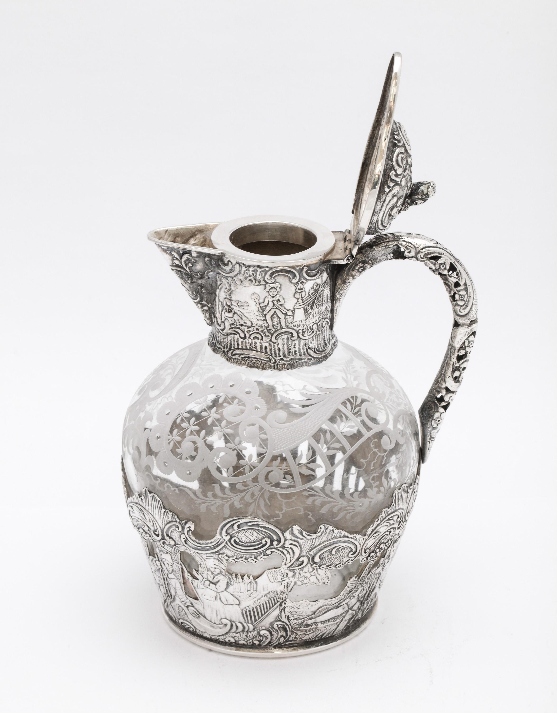 Victorian Period Continental Silver '.800', Mounted Liqueur Decanter, Hanau 3