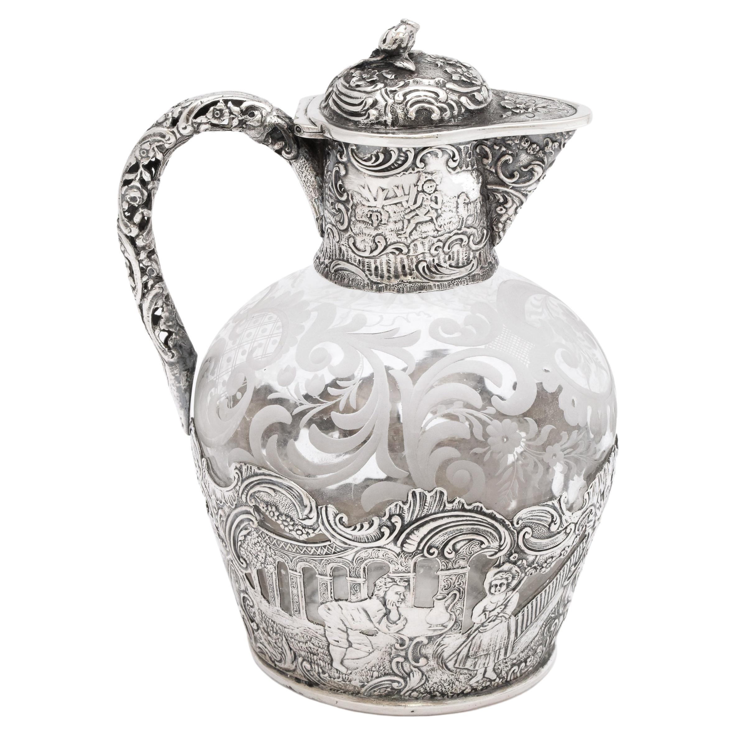 Victorian Period Continental Silver '.800', Mounted Liqueur Decanter, Hanau