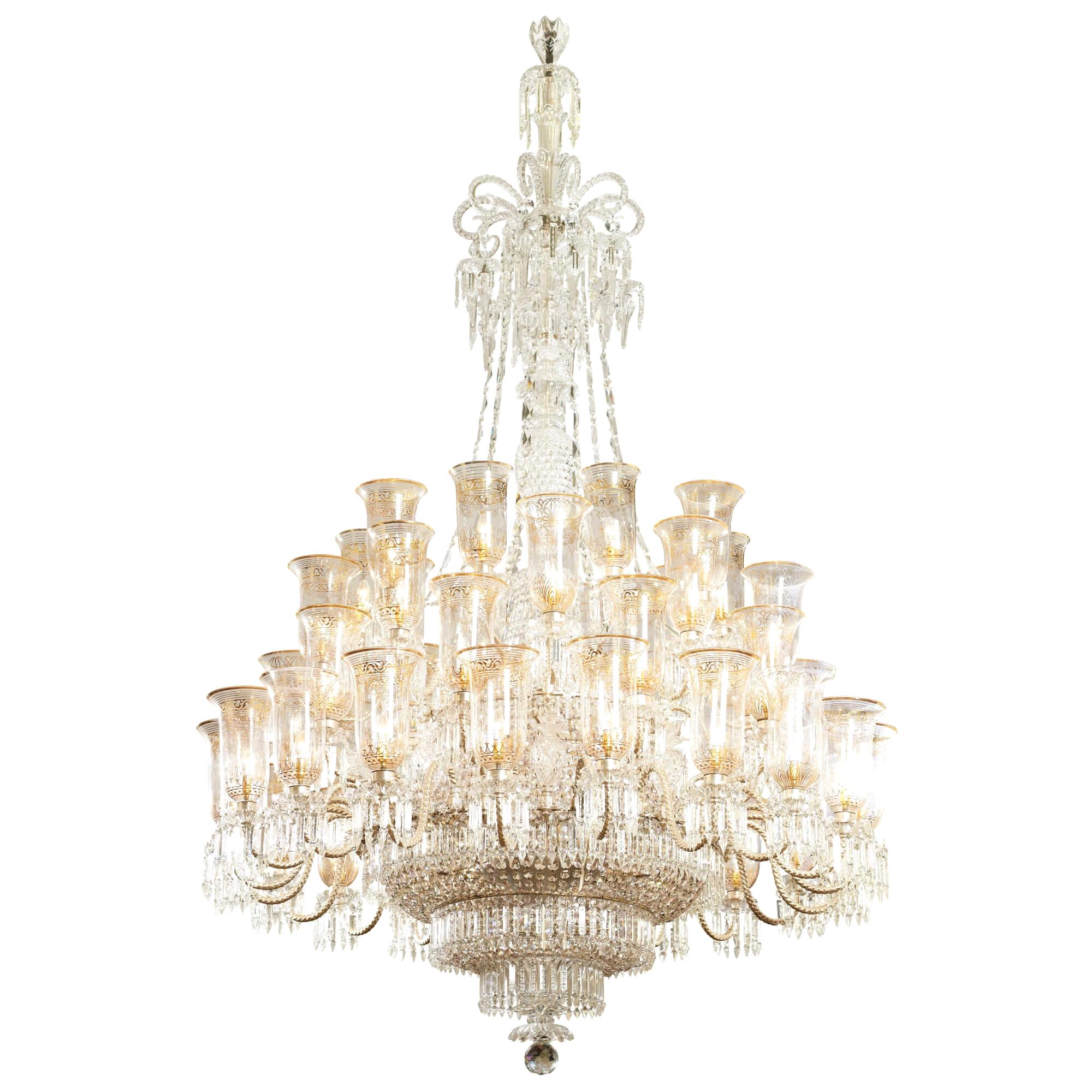 Victorian Period Cut Glass and Parcel-Gilt Chandelier by F & C Osler