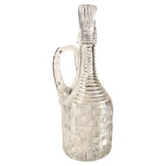 Victorian Period Cut Glass Basketweave Decanter